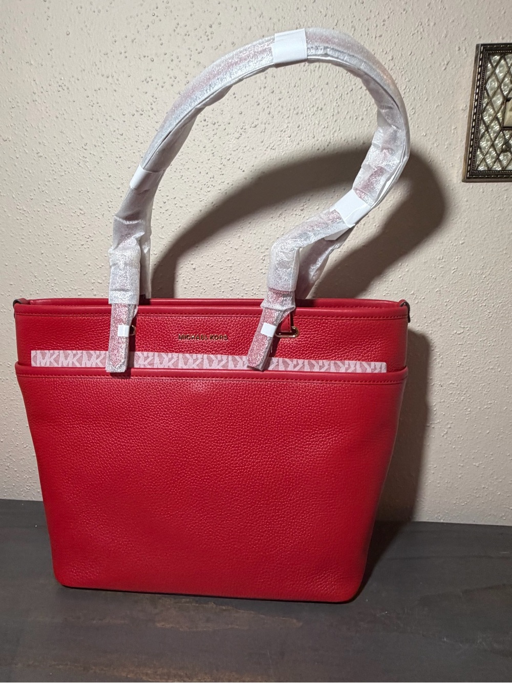 Michael Kors Bright Red Pebbled Leather Tote NWT